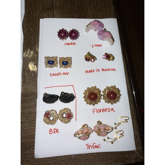 HUGE Lot Vintage Clip On Screw back Rhinestone Crystal Pearl Earrings 150 Pairs - Picture 13 of 16